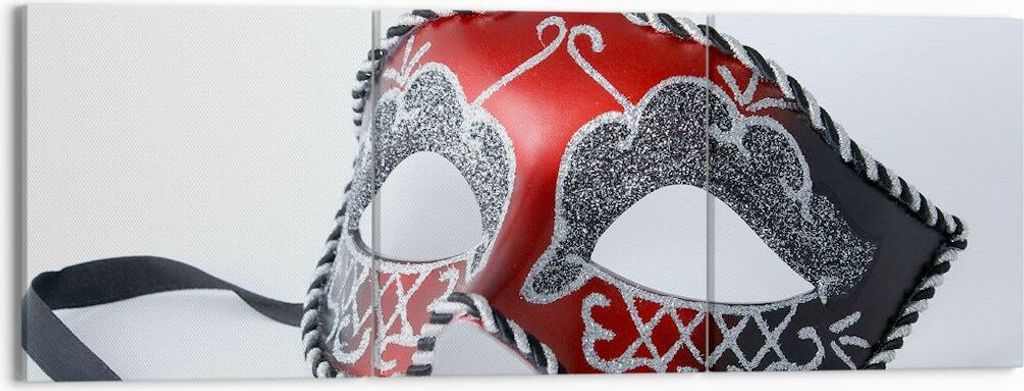Bild auf Leinwand - Leinwandbild - Venedig Karneval Maske - 150x50cm - Wand Bild - Wanddeko - Leinwanddruck - Bilder - Kunstdruck - Wanddekoration ...