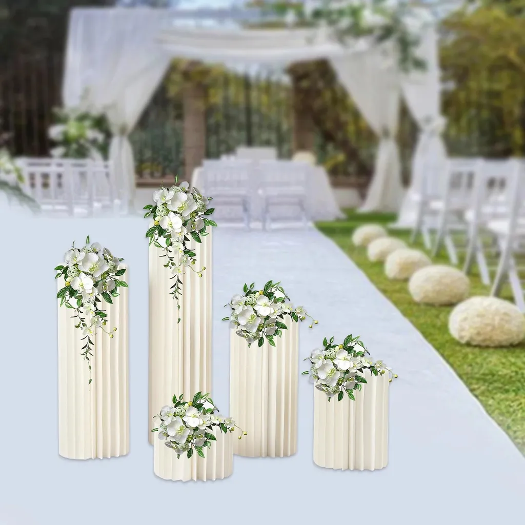 Support de décoration léger et stable : 5 Colonnes Pliables Blanches M - 8