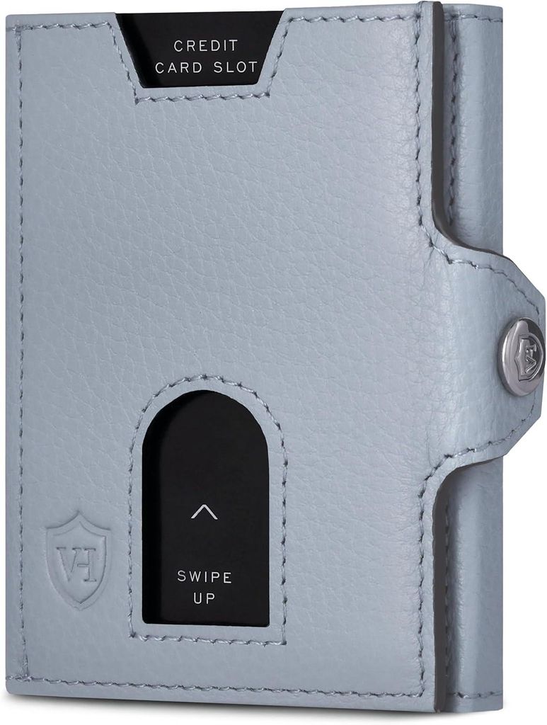 Slim Wallet mit XL Münzfach & RFID-Schutz, Leder Geldbörse klein, 5–10 Karten, Scheinfach, Mini Portemonnaie für Damen & Herren, kompakt