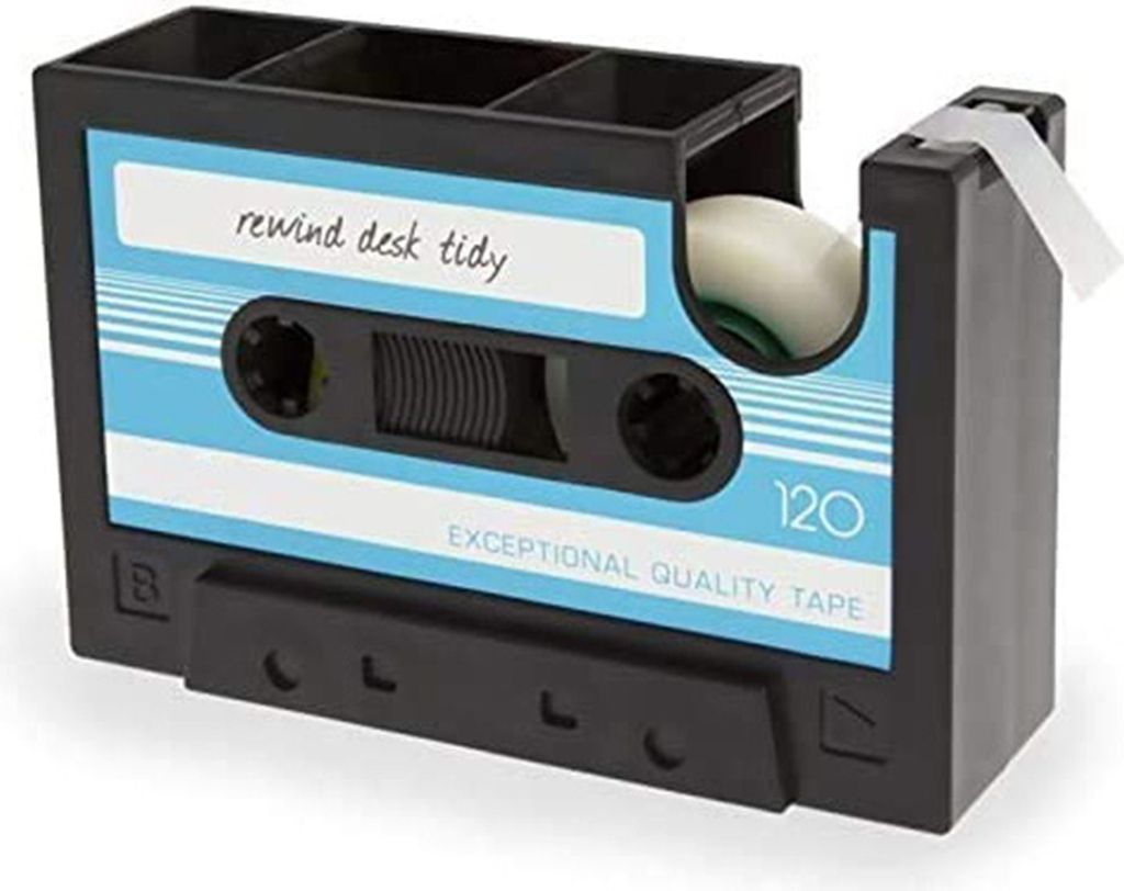 Kassette Tape Desk Organizer Retro Creative Stifthalter Stationery Speicher für Bürostudenten geben Klebeband aus-Blau