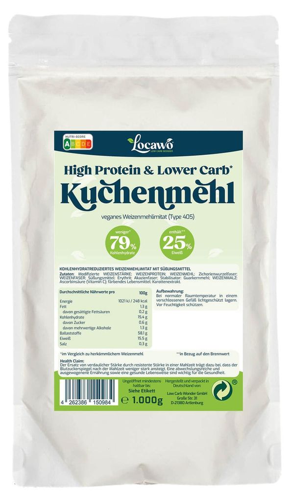 Locawo High Protein Low Carb Kuchenmehl | Mehlersatz | 1 kg Produktbild 