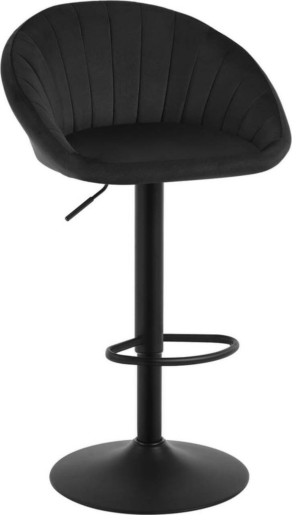 WOLTU Barhocker, höhenverstellbar drehbar, mit Rückenlehne, Samt Metall, Schwarz