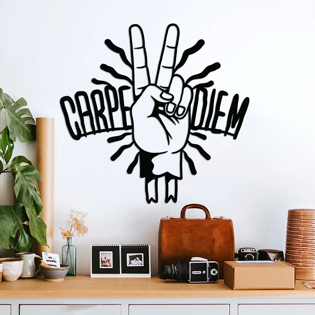Wallity Carpe Diem 2 Metallo Nero Decorazione Parete 56x54 cm Trend