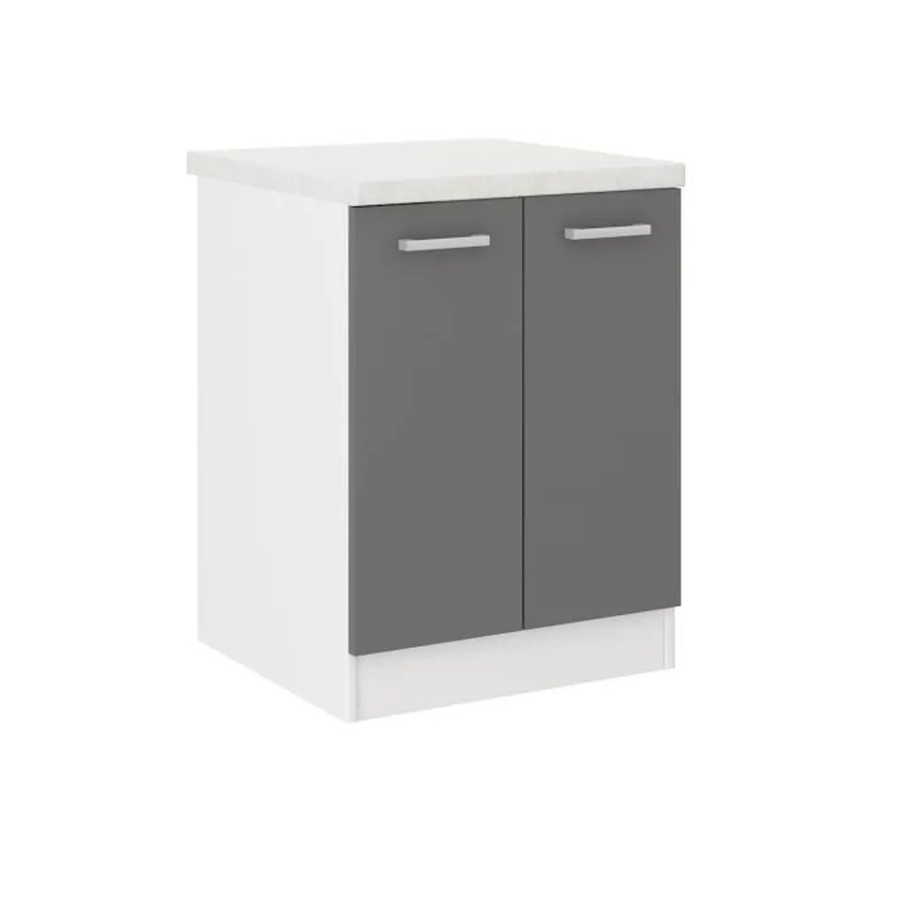 Meuble bas de cuisine 60 cm avec plan de travail intégré - Coloris Gris