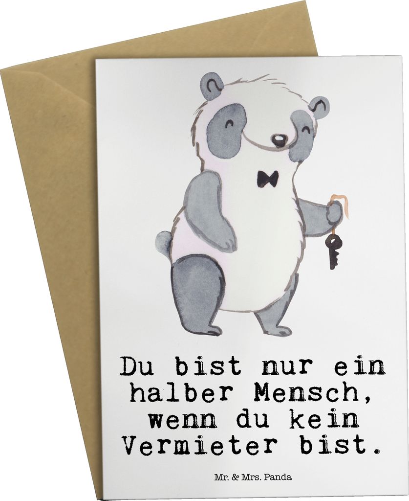 Mr. & Mrs. Panda babykarte Vermieter Herz - Weiß - Geschenk, Grußkarten, osterkarten, Glückwunschkarte, weihnachtskarten, osterkarte, einladungs...