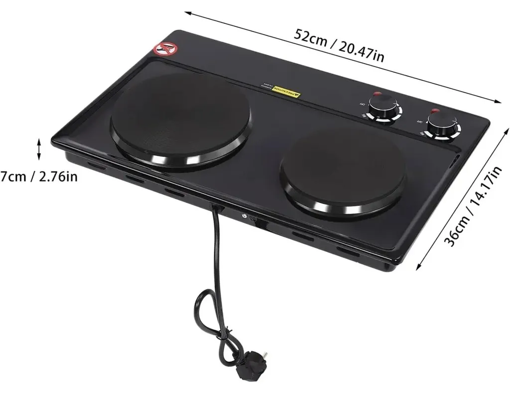 Réchaud de cuisson électrique 2 feux vitrocéramique 2500W pour cuisine - 3