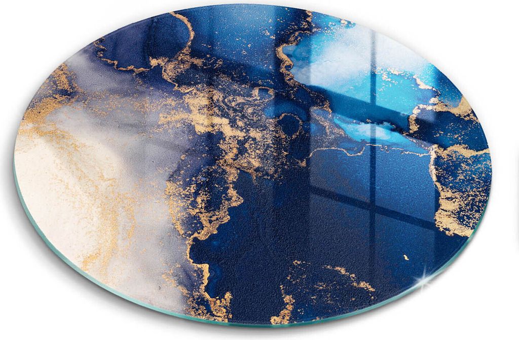 Glasschneideplatte - Herdabdeckplatte - fi30 cm -Schneidebrett - Spritzschutz - Elegantes Hintergrund und Gold