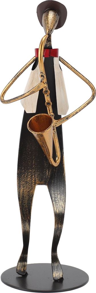 Saxophonspieler-Statue, handgefertigte Saxophonist-Figur aus Eisen, dekorative Musikinstrument-Skulptur, Musiker-Heimdekoration
