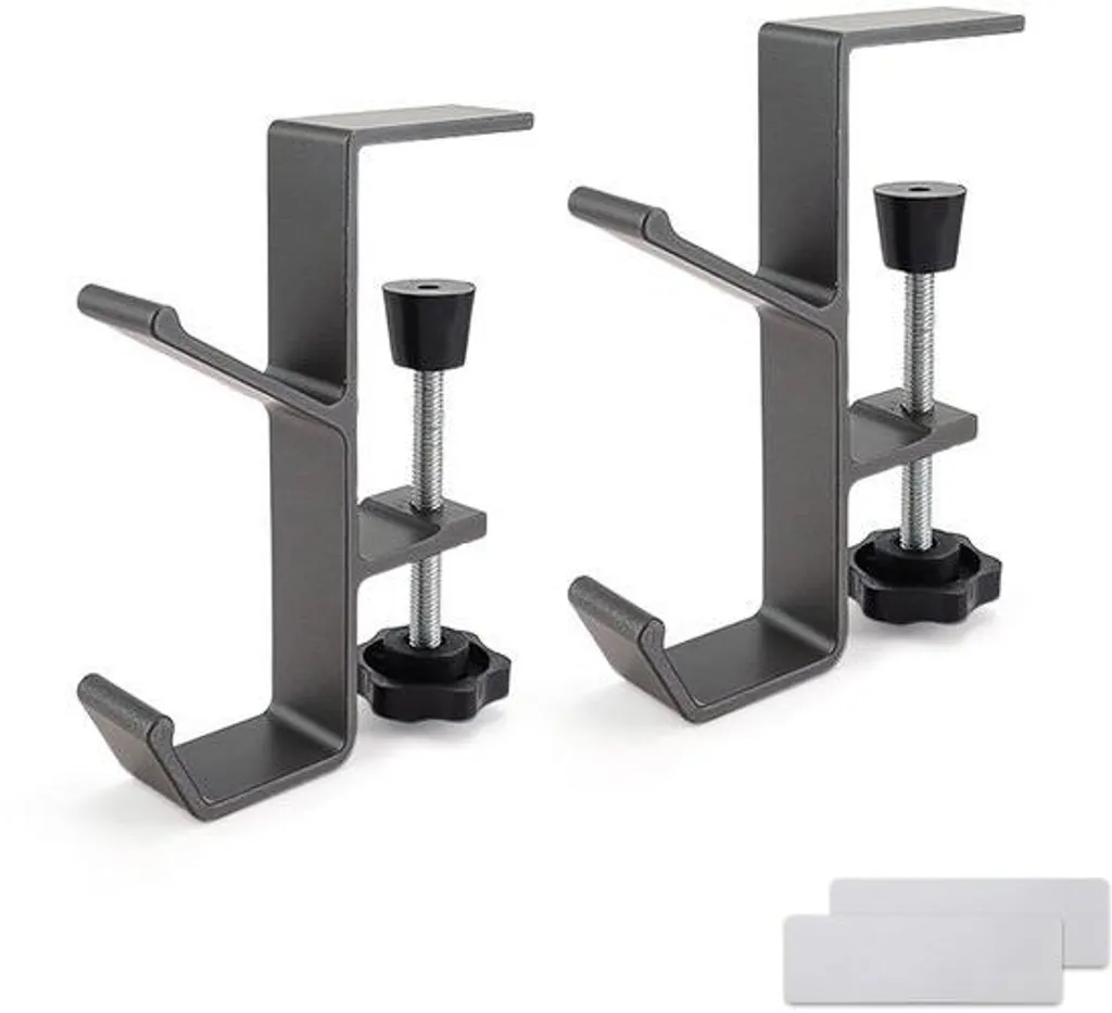 Crochets de table pour casques audio - Lot de 2 supports noirs de bureau
