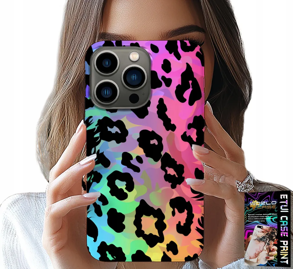 Custodia Protettiva iPhone 14 Pro Max Leopardo Arcobaleno - Vetro 9H - 1