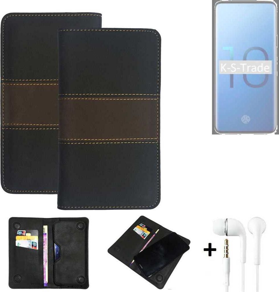 K-S-Trade Handyhülle + Kopfhörer kompatibel mit Samsung Galaxy S10+ Schutzhülle Walletcase Bookstyle Tasche Schutz Case Hülle Wallet Cover