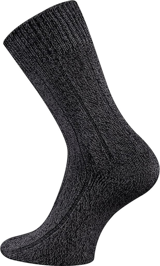 TippTexx 24 3 Paar warme Winter Bambussocken mit Baumwolle, Ripp-Struktur, Schwarz, Größe 39-42