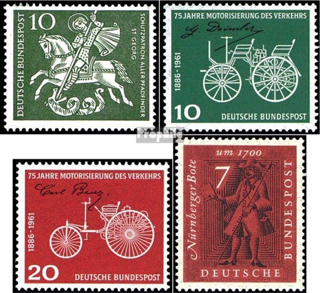 Briefmarken BRD (BR.Deutschland) 1961 Mi 346,363-364,365 (kompl.Ausg.) postfrisch 50 Jahre Pfadfinder in Deutschland