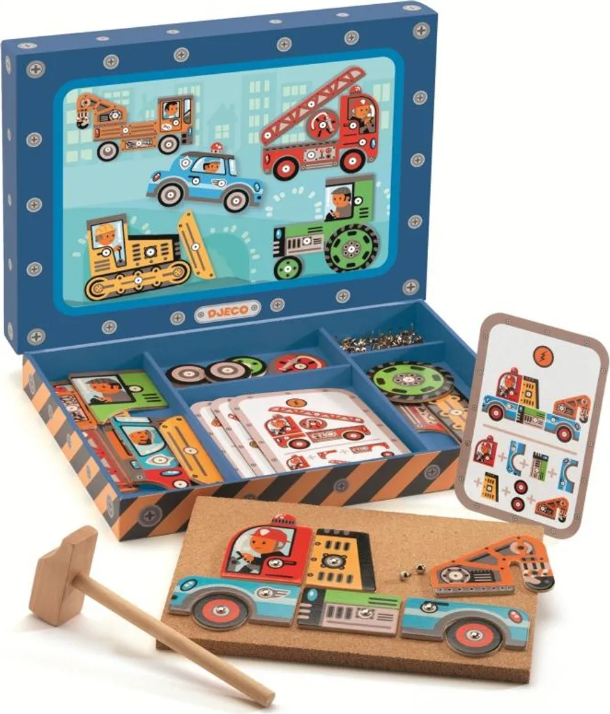 Jeu d'assemblage Véhicules Tap Tap Djeco - Coffret créatif en bois 4 ans