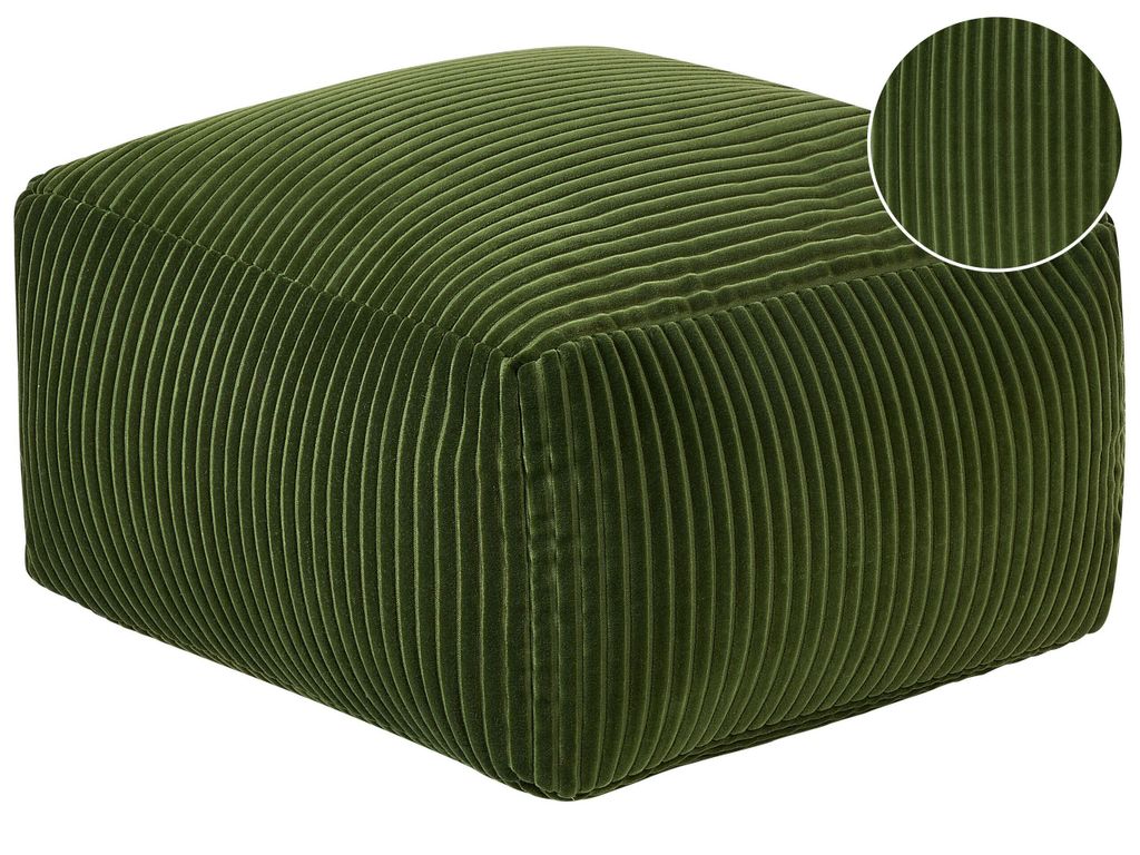 BELIANI Pouf Dunkelgrün Cord 50 x 50 cm mit EPS-Perlen Produktbild 