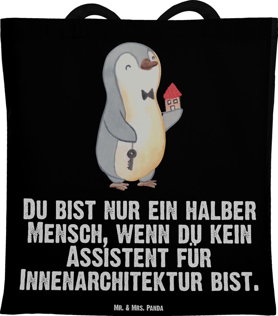 Mr. & Mrs. Panda dokumententasche Assistent für Innenarchitektur Herz - Schwarz - Geschenk, Uni Tasche, Büchertasche, Tote Bag, Einkaufstasche, S...