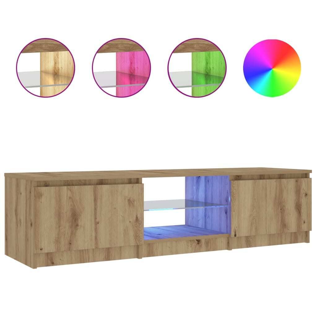 Eleganten-Stil TV-Schrank ,Modernes Design,Fernsehschrank, Wohnzimmer, mit LED-Leuchten Artisan-Eiche 140x40x36 cm - TV-Schränke - Möbel26