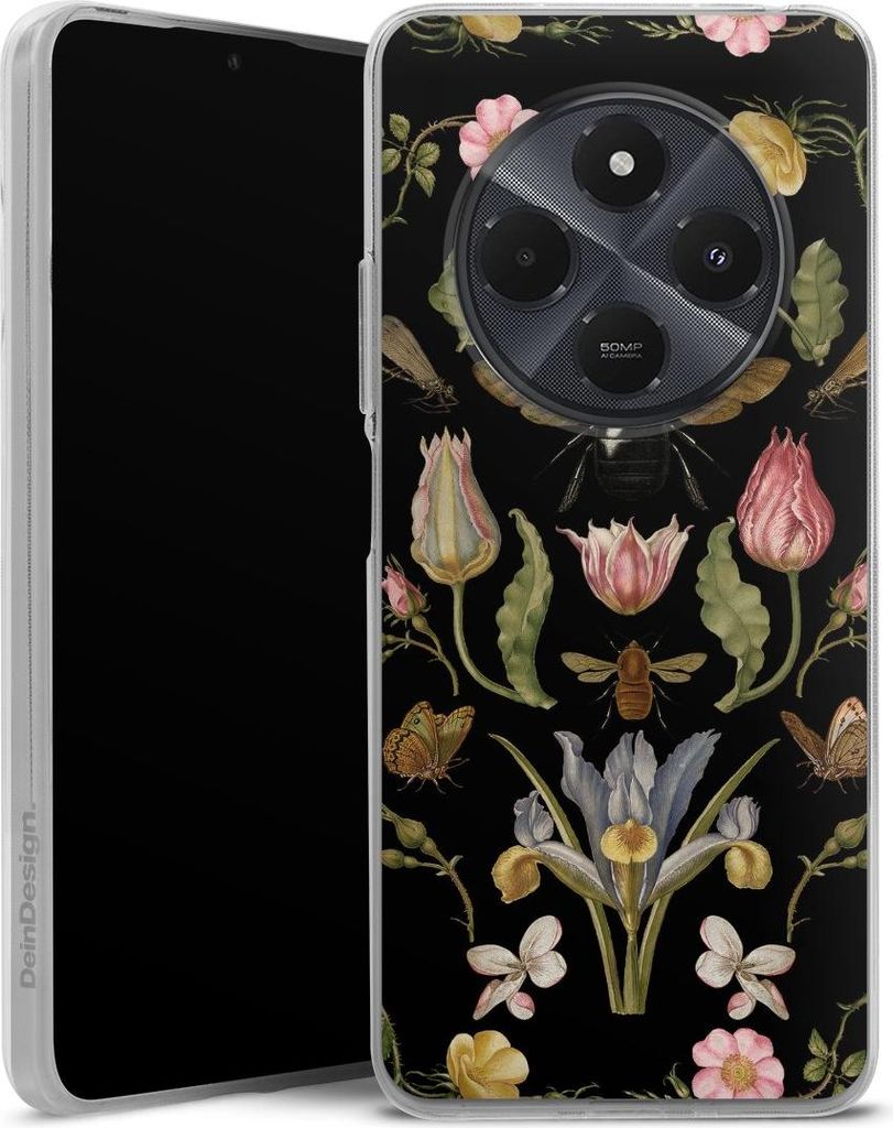 DeinDesign Handyhülle für Xiaomi Redmi 14C Silikon Hülle Case Smartphone Schutzhülle Biene Blumenkranz Blüte