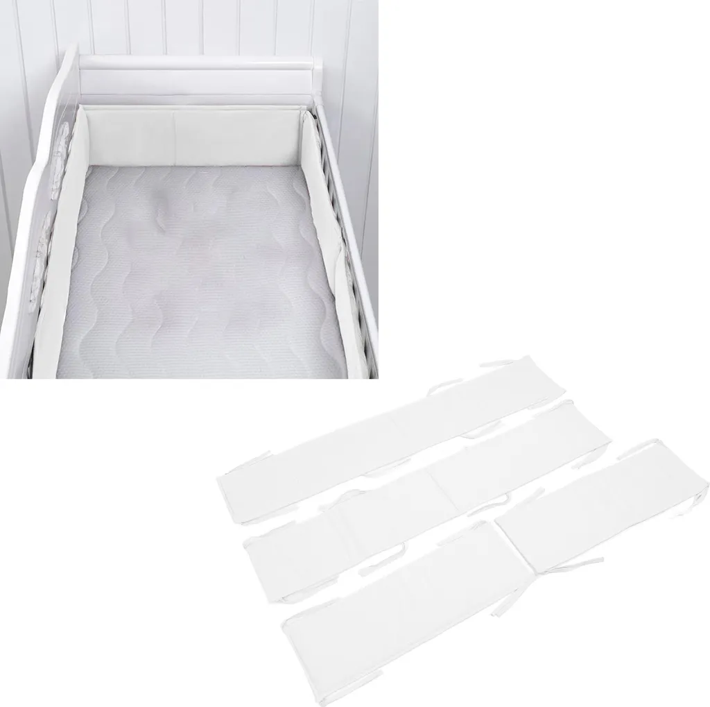 Tour de lit bébé anti-collision 4 pièces blanc - Protection et confort