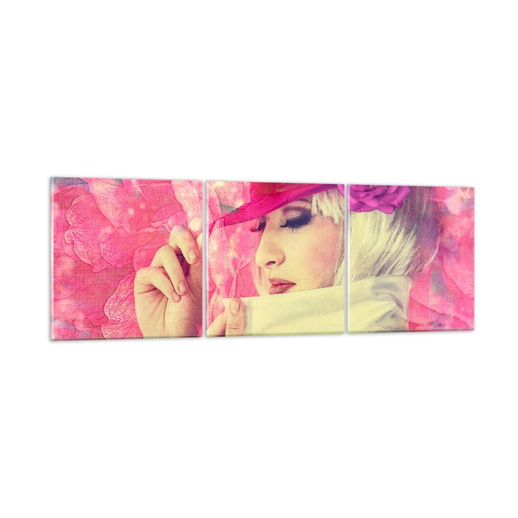 Bilder auf glas - weiblich Blumen- Blume Mode - 120x40cm - Glasbilder - Wandbilder - Kunstdruck - zum Aufhängen bereit - Wanddekoration aus Glas -...