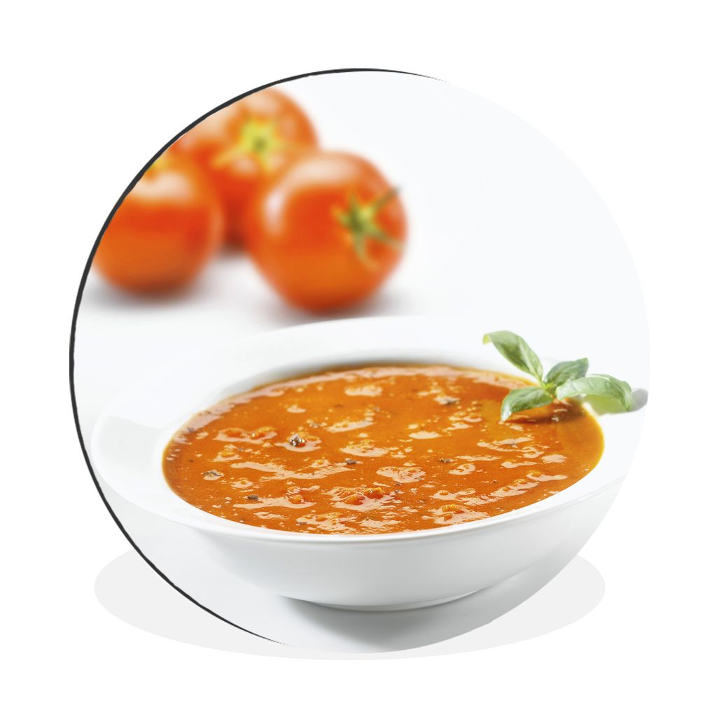 MuchoWow Aluminium Wandkreis Frische Tomaten in der Tomatensuppe Ø 90 cm Wanddeko Modern Wohnzimmer - Mauerkreis - Wandbilder - Runde Bild - Bil...