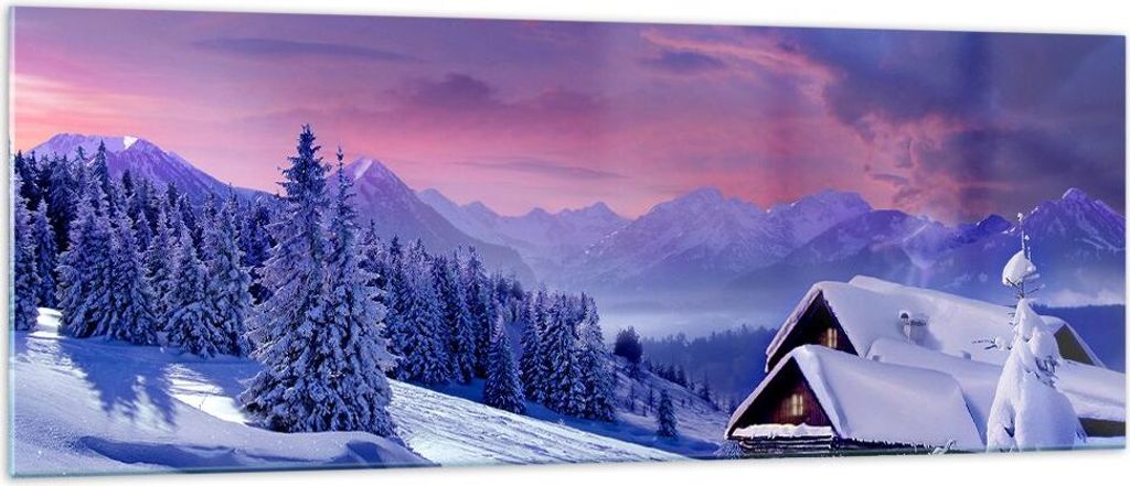 Bilder auf glas - Winter Landschaft Frost Schnee - 140x50cm - Glasbilder - Wandbilder - Kunstdruck - zum Aufhängen bereit - Wanddekoration aus Gla...