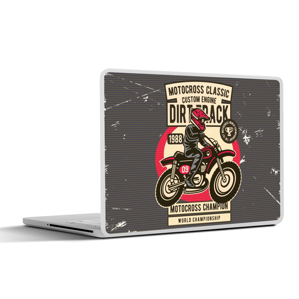 MuchoWow Laptop Aufkleber Sticker Cover Motorrad - Helm - Retro - Zeichnung 30x21 cm - Sticker für Laptop - Selbstklebend