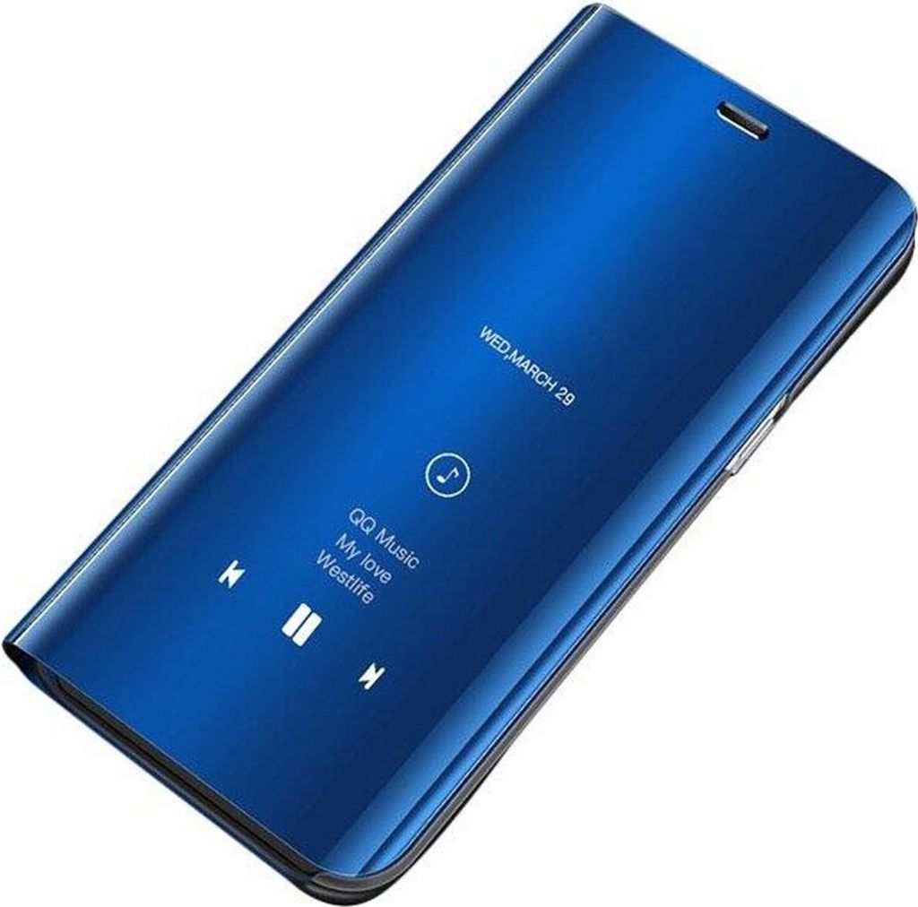 cofi1453 Smart View Spiegel Mirror Smart Cover Schale Etui kompatibel mit Samsung Galaxy S10e (G970F) Schutzhülle Tasche Case Schutz Clear Blau