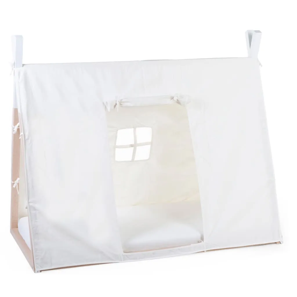 Habillage de lit cabane enfant 70x140 cm en tissu blanc respirant