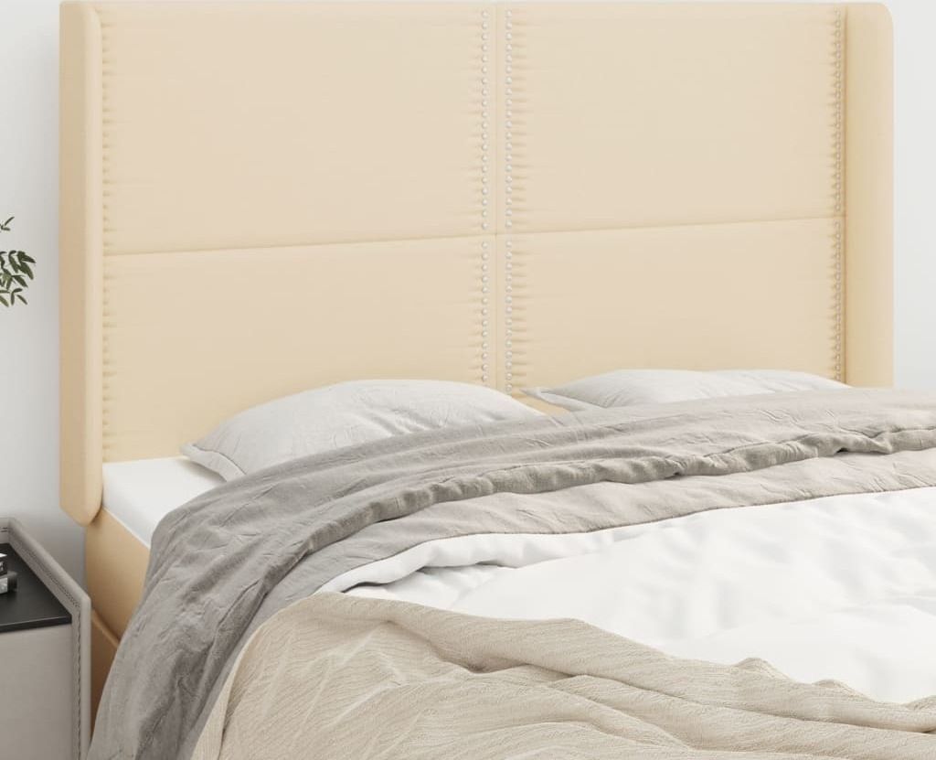 The Living Store Kopfteil mit Ohren Creme 147x16x118/128 cm Stoff