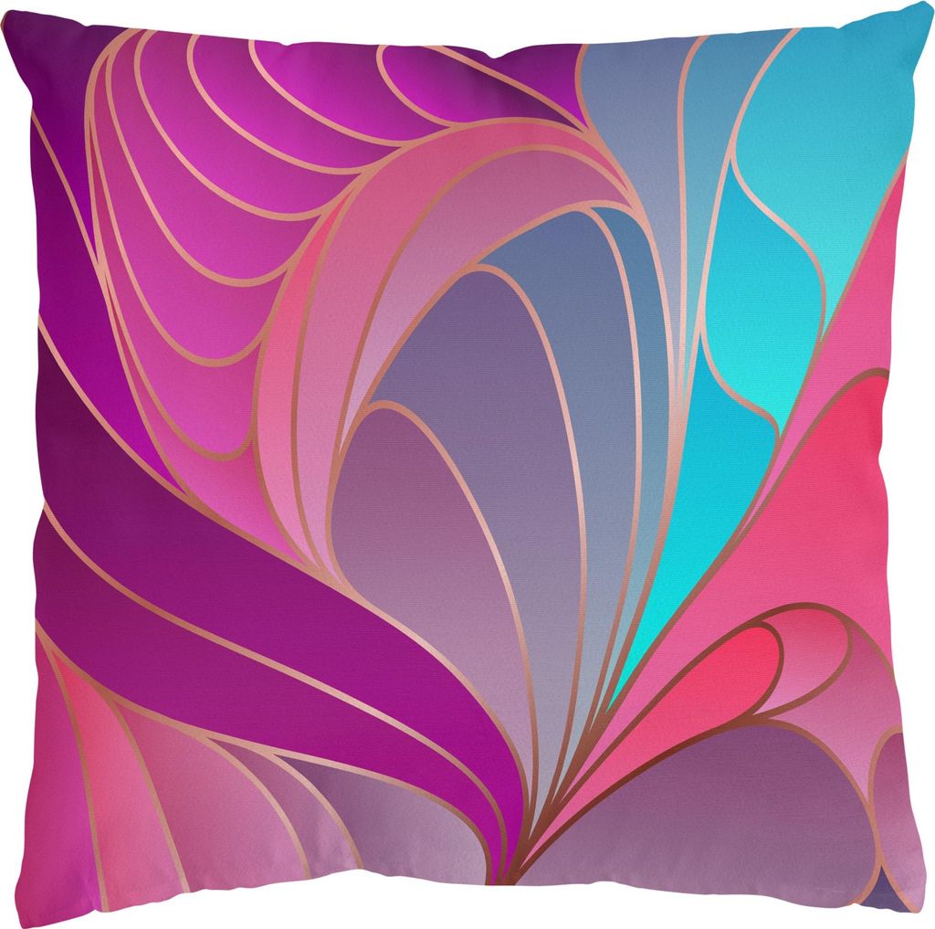 Dekokissen mit Motiv draußen / Outdoor Zierkissen waschbar Design bunt Art Deco Sofakissen mit Füllung