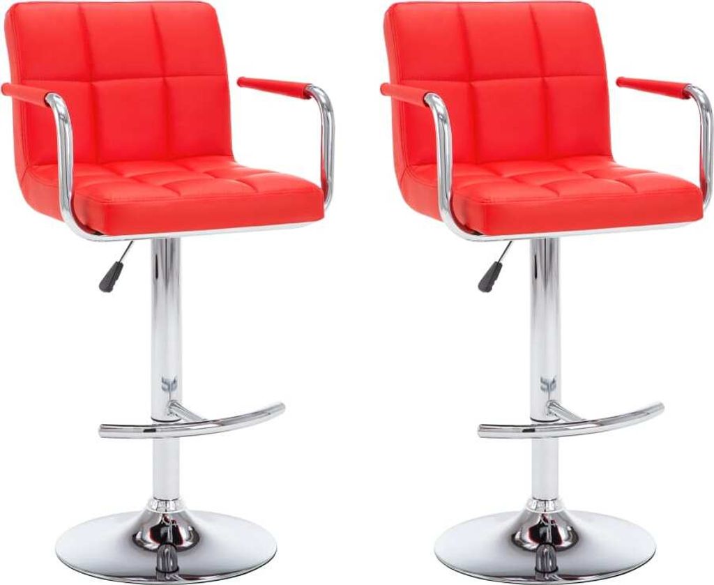 Barhocker 2 Stk. Rot Kunstleder