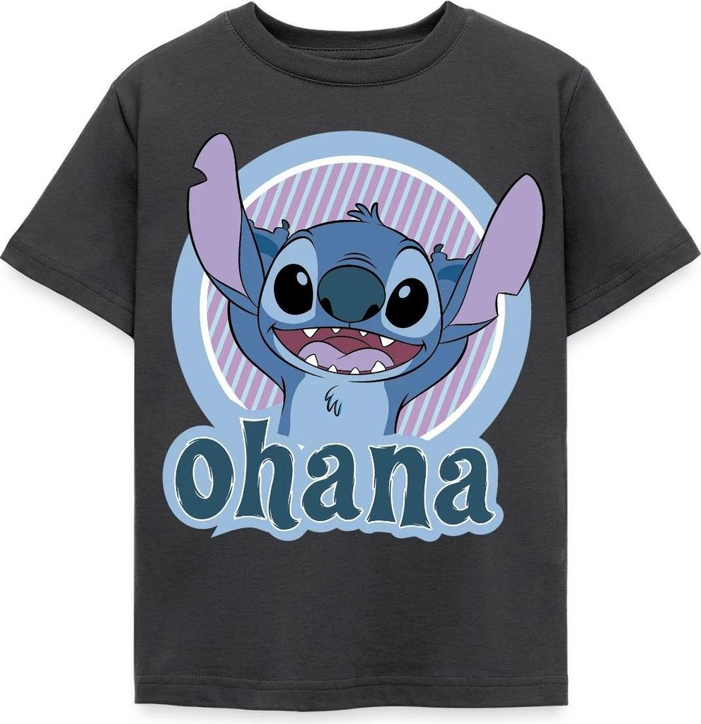 Lilo & Stitch Ohana Kinder T-Shirt, 122/128 (7-8 Jahre), Dunkelgrau