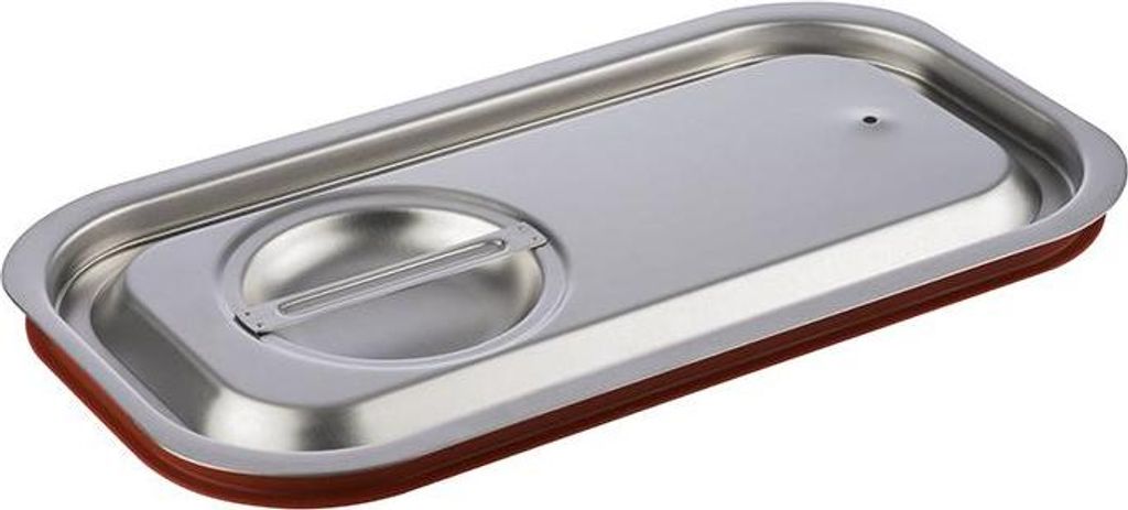 APS 80025 GN 1/3 Transport-Steck-Deckel, Edlestahl mit Silikondichtung für schwappsicheren Transport, 32,5 x 17,6 cm