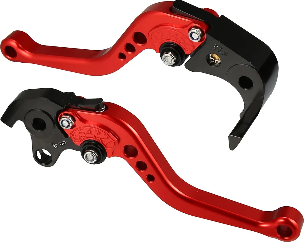 Paire de Leviers Moto Honda Rouge - Confort et Sécurité CNC Pliable