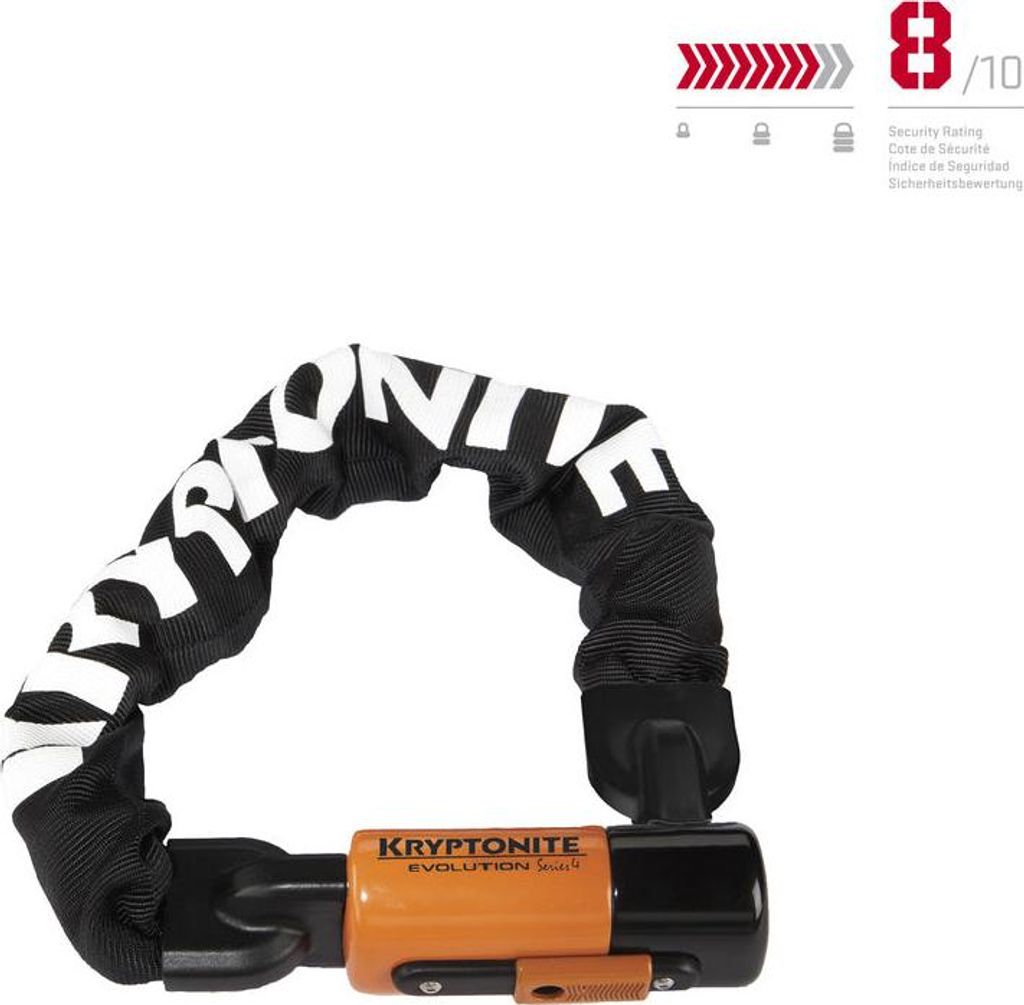 Kryptonite Evolution 1055 Mini Integrated Chain 21,5'' 10x550mm Orange/Black Kette-Schloss