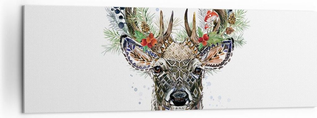 Bild auf Leinwand - Leinwandbild - Einteilig - Surrealismus Hirsch Boho - 160x50cm - Wand Bild - Wanddeko - Wandbilder - Leinwanddruck - Bilder - W...