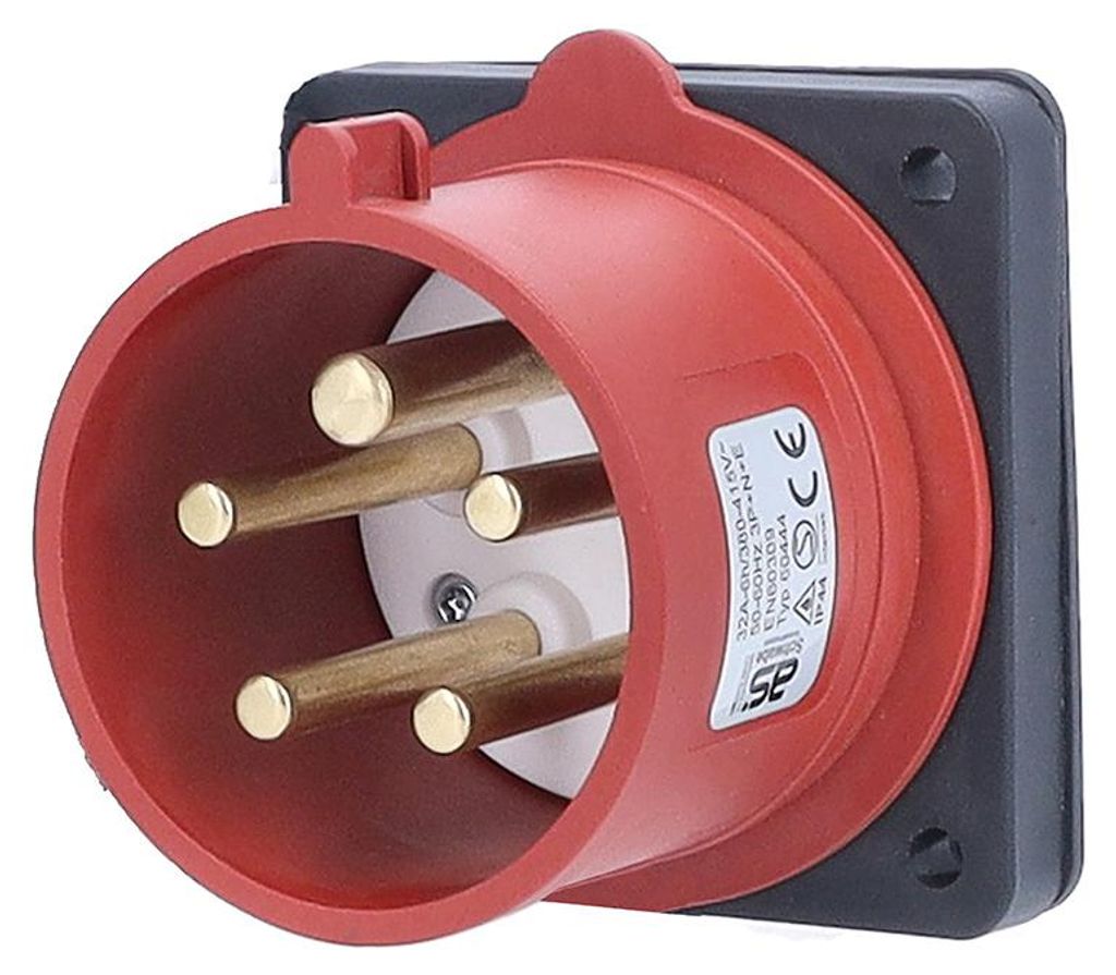 as-Schwabe CEE-Anbaustecker 400V 32A 5-polig mit Dichtungsring IP44