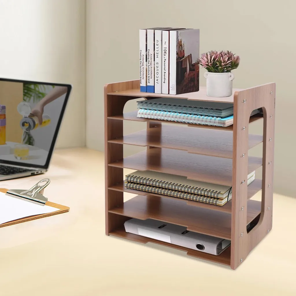 Rangement de documents à 7 niveaux en bois HDF pour format A4 - 5