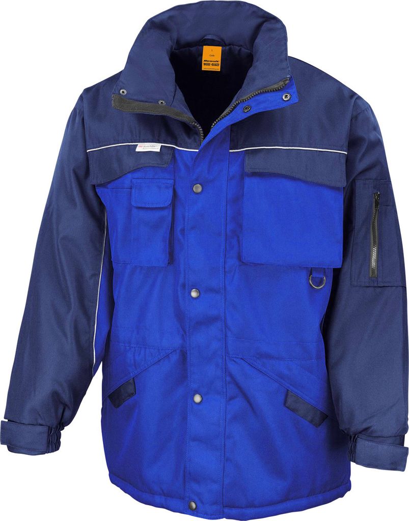Result Herren Arbeitsjacke mit Reißverschlüssen am Ärmel, wasserabweisend, winddicht BC931 (3XL) (Königsblau/Marineblau)