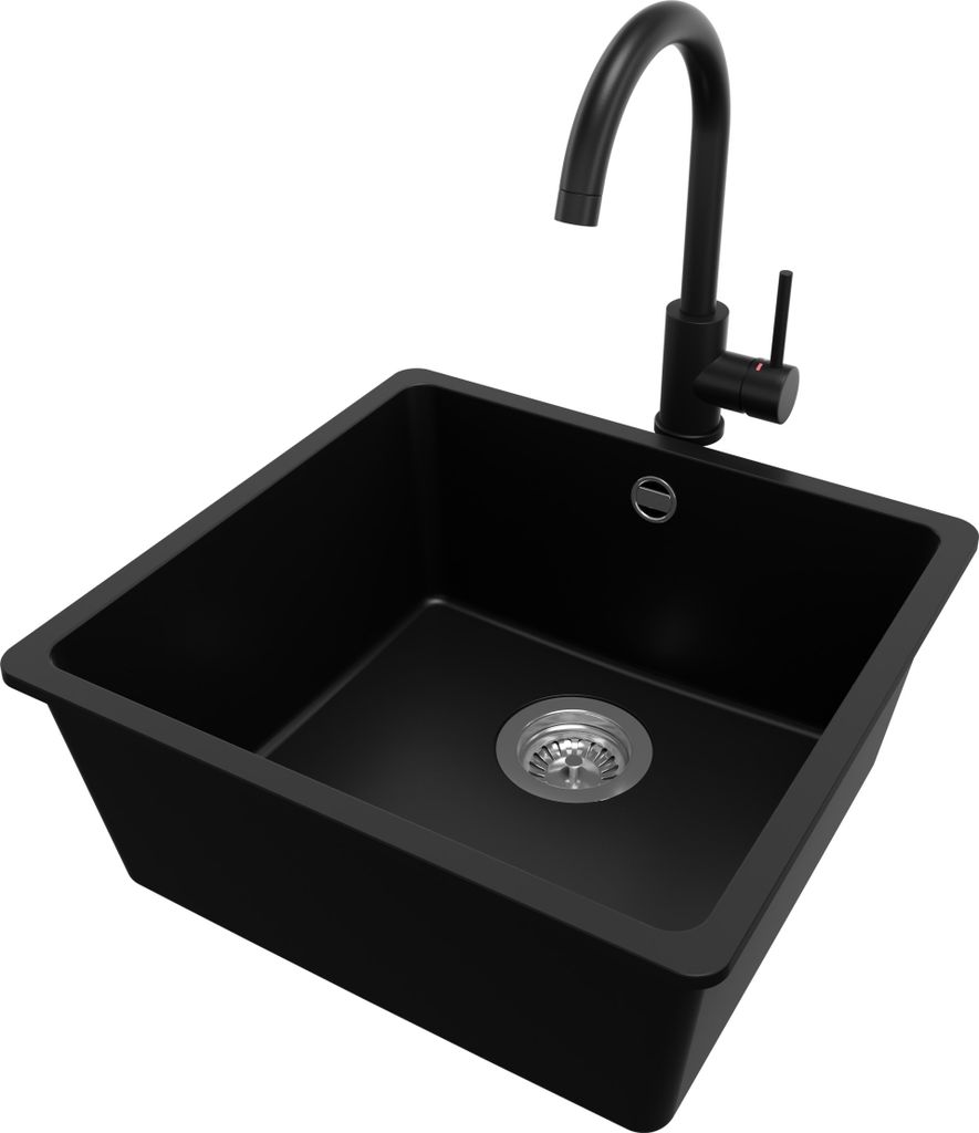 PRIMAGRAN Unterbauspüle Granit Schwarz 46x44cm, Spülbecken Produktbild 
