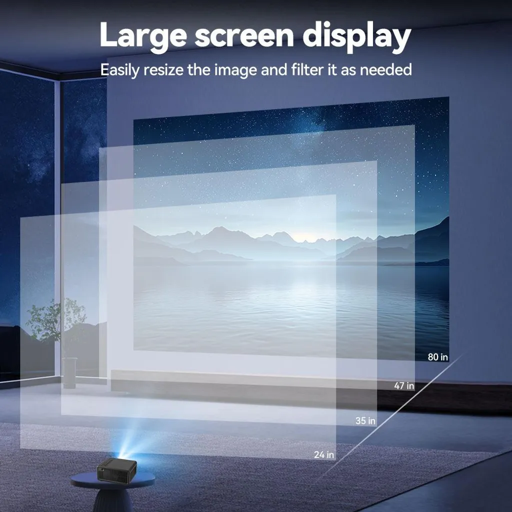 Projecteur Multimédia 1080P Connectivité HDMI USB et TF Design Compact