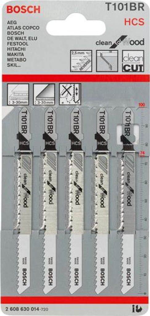 Stichsägeblatt T 101 BR Clean for Wood, 5er-Pack