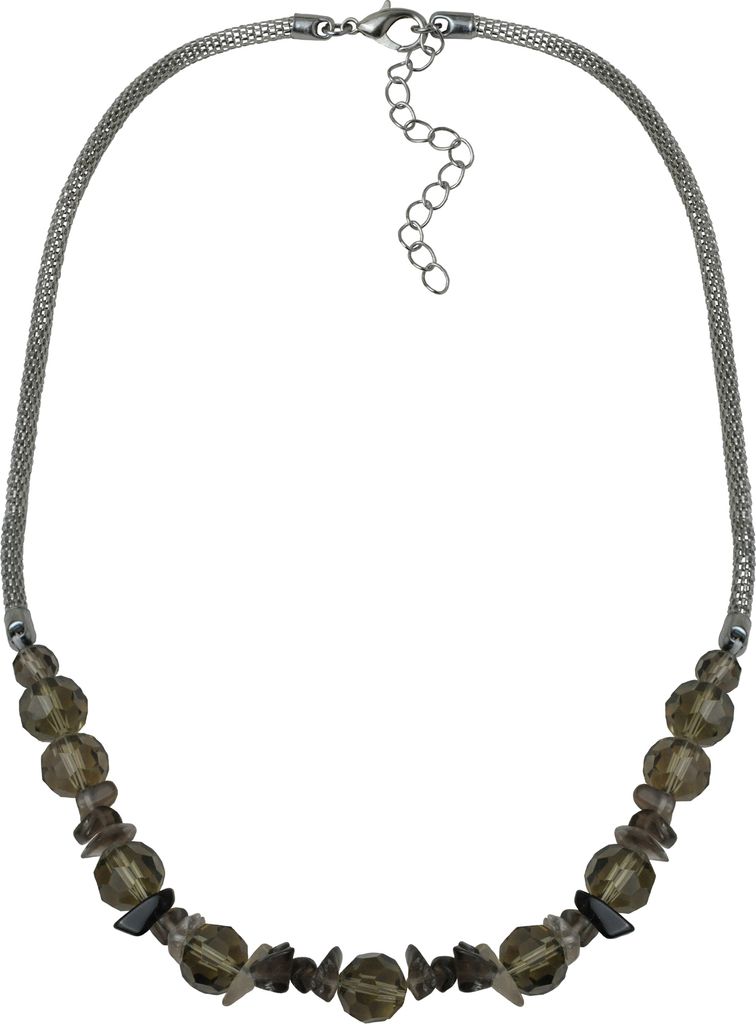 Steuer Modeschmuck Collier Metall 58cm braun Rauchquarz Produktbild 