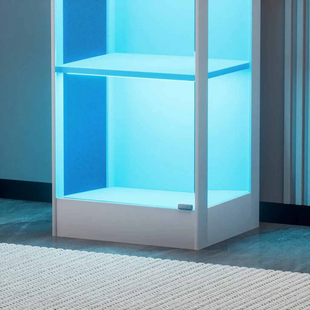 Vitrine d'exposition anti-poussière blanche à éclairage intelligent - 12