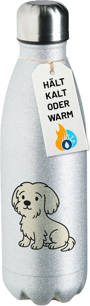 Huuraa Trinkflasche Malteser Malti Comic 500ml Silver Edelstahl Wasserflasche Trinkflasche Geschenkidee