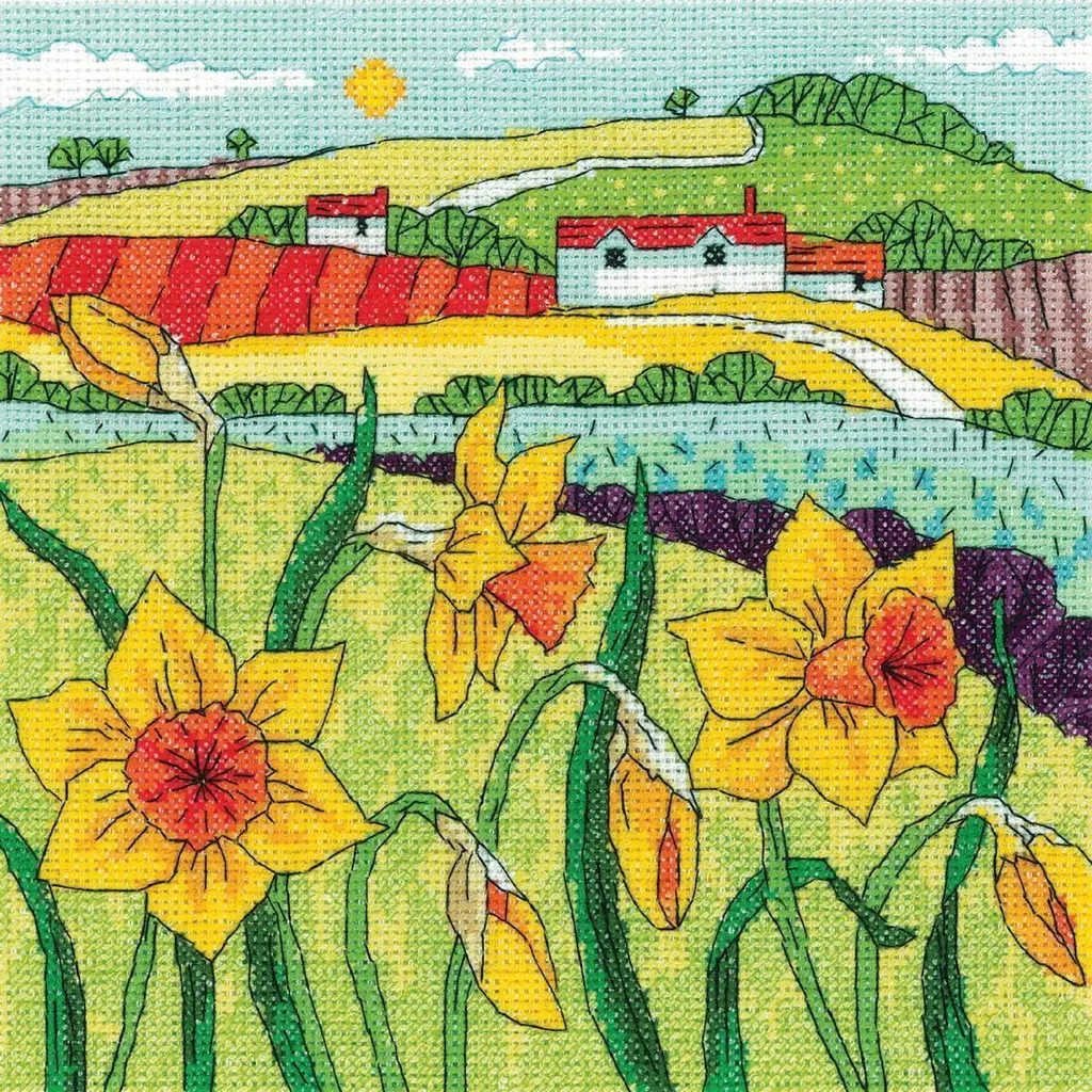 Réussir sa Broderie Paysage de Narcisses avec le Kit Point de Croix Aida