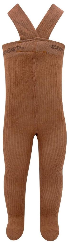 Baumwoll-Rippstrumpfhose mit Trägern – Ziegel – 74