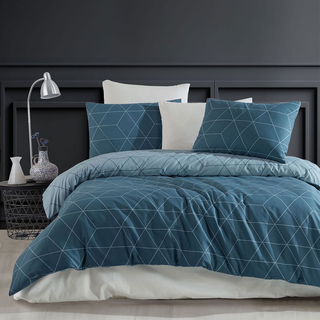 Traumschlaf Bettwäsche West 240x220 cm + 2x 80x80 cm blau