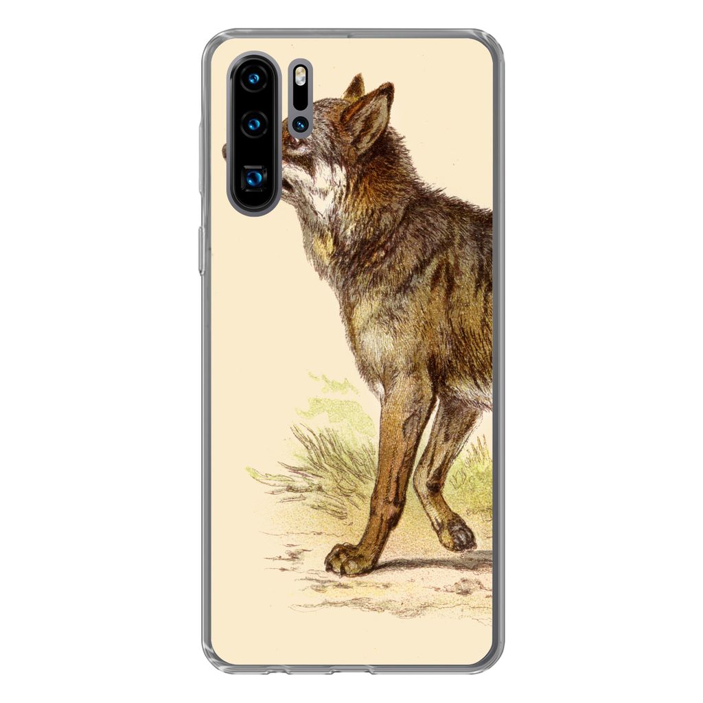 MuchoWow Handyhülle Schutzhülle Hülle für Huawei P30 Pro Wolf - Raubtier - Pflanzen Silikon Softcase Handy Hülle - Schutzdeckel